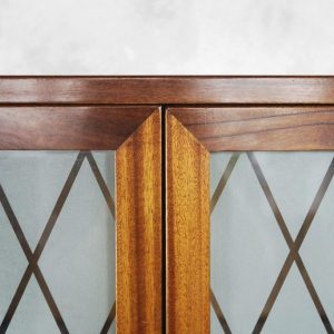 Walnut and Burl Swedish Buffet with Glass Vitrine, 1940s