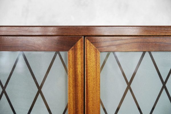Walnut and Burl Swedish Buffet with Glass Vitrine, 1940s - Image 8