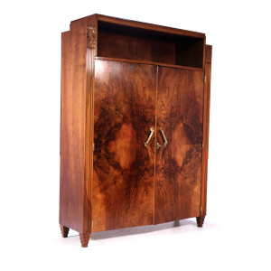 French Art Deco Walnut Library Bookcase