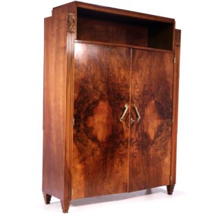 French Art Deco Walnut Library Bookcase
