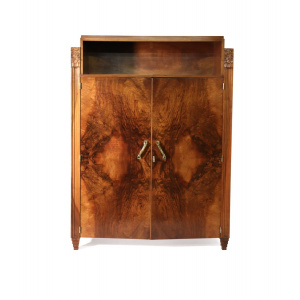 French Art Deco Walnut Library Bookcase
