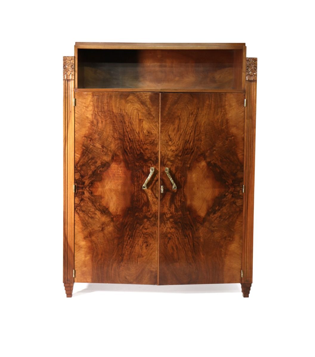 French Art Deco Walnut Library Bookcase