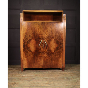 French Art Deco Walnut Library Bookcase