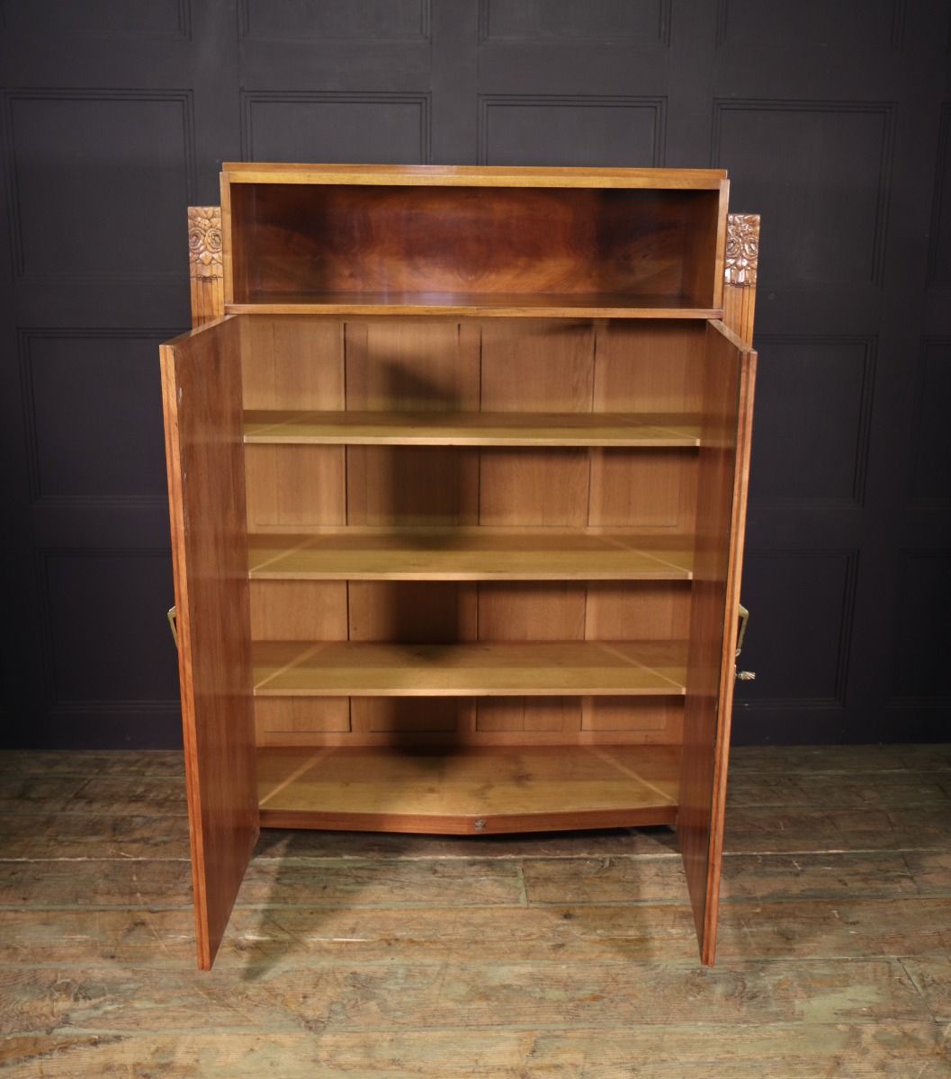 French Art Deco Walnut Library Bookcase