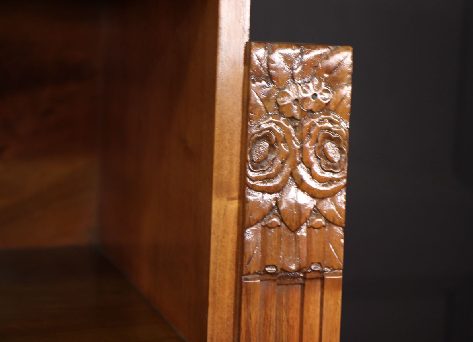 French Art Deco Walnut Library Bookcase