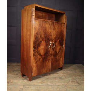 French Art Deco Walnut Library Bookcase