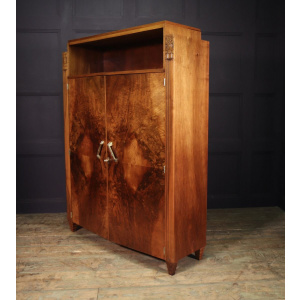 French Art Deco Walnut Library Bookcase