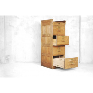 Industrial Oak Filing Cabinet, 1920s