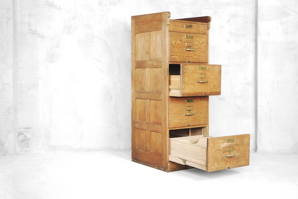Industrial Oak Filing Cabinet, 1920s