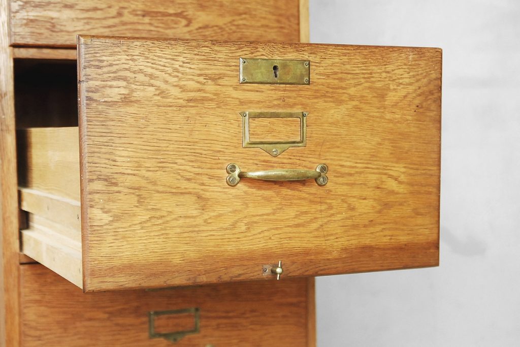 Industrial Oak Filing Cabinet, 1920s
