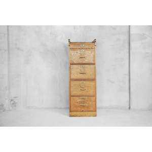 Industrial Oak Filing Cabinet, 1920s