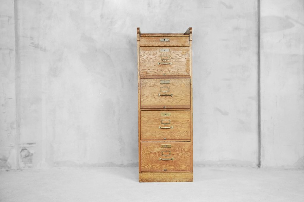 Industrial Oak Filing Cabinet, 1920s