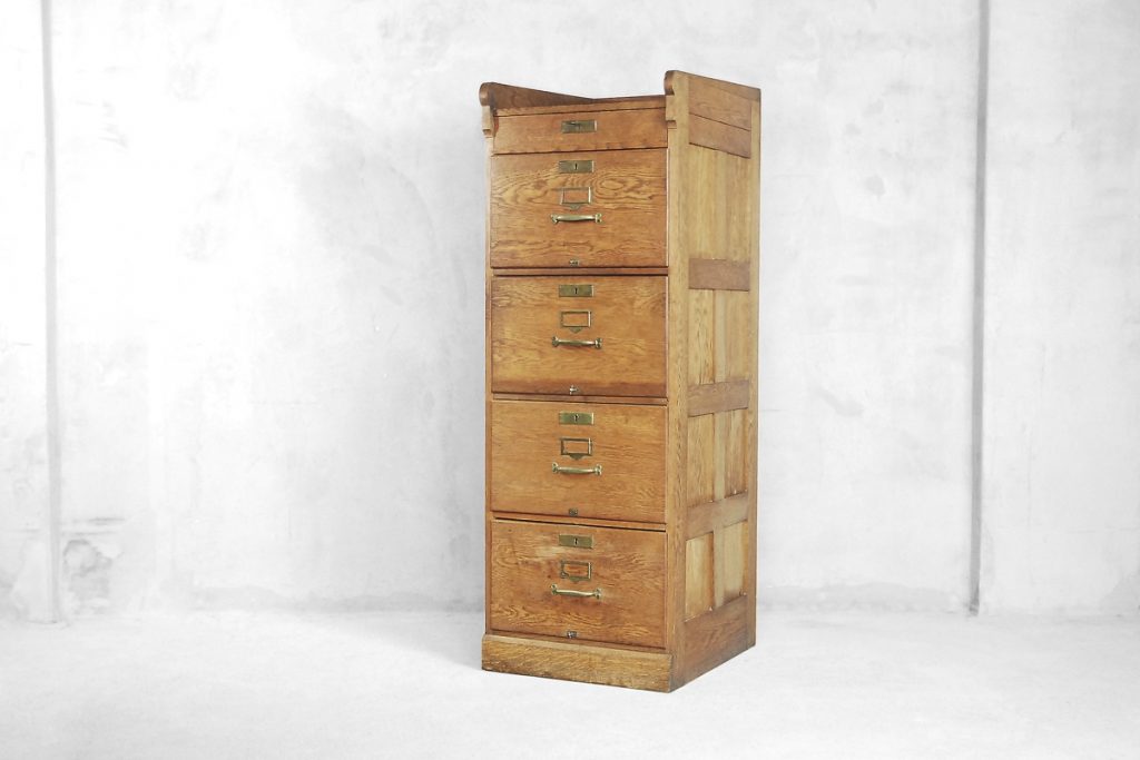 Industrial Oak Filing Cabinet, 1920s