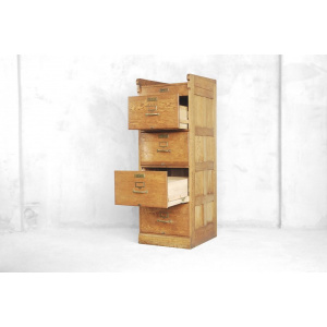 Industrial Oak Filing Cabinet, 1920s
