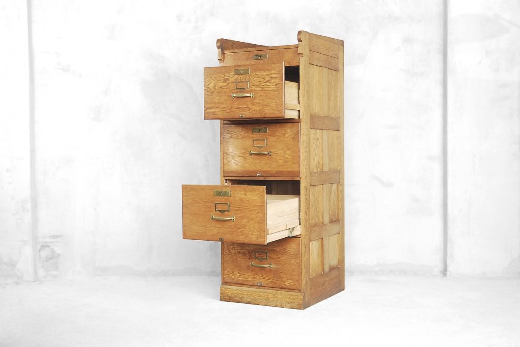 Industrial Oak Filing Cabinet, 1920s