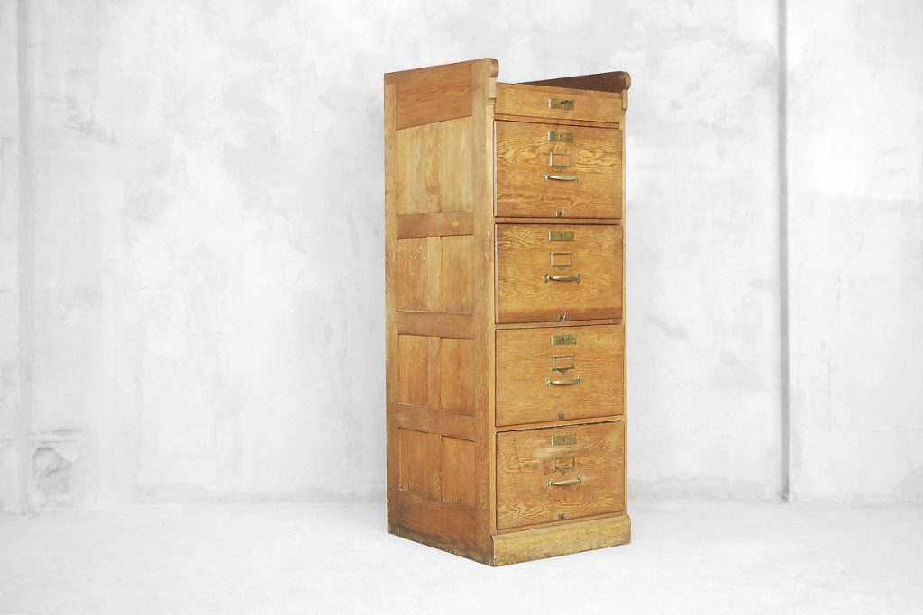 Industrial Oak Filing Cabinet, 1920s