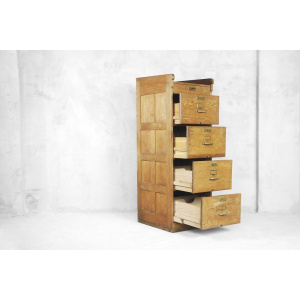 Industrial Oak Filing Cabinet, 1920s