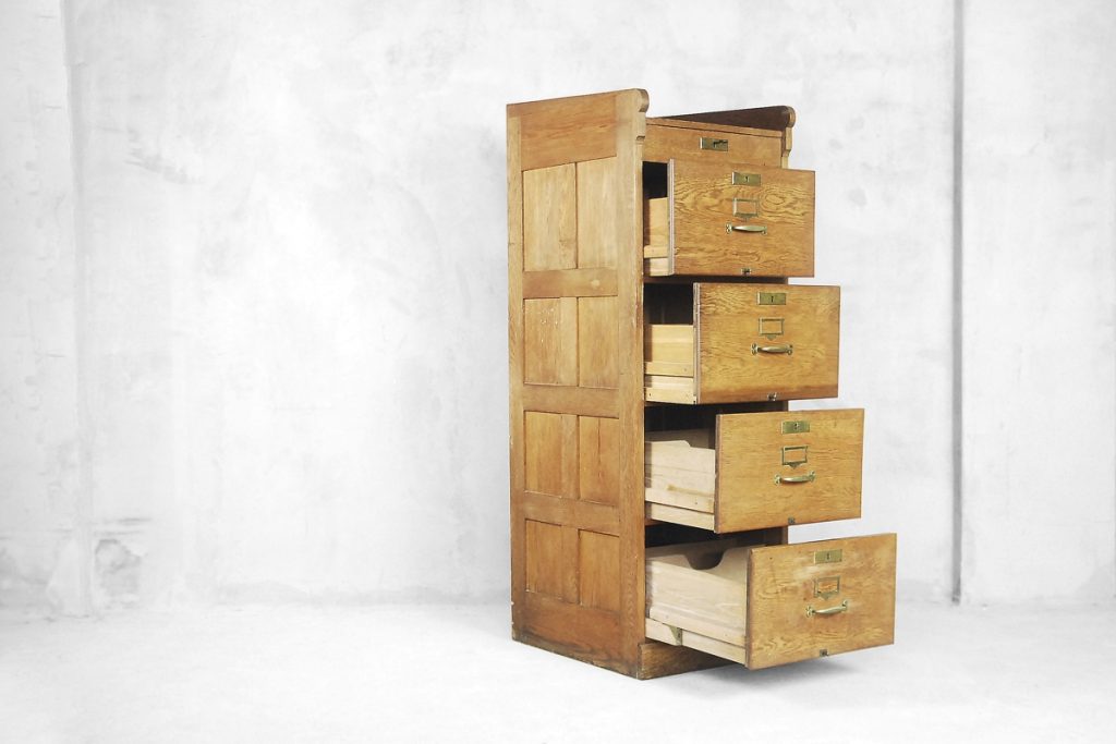 Industrial Oak Filing Cabinet, 1920s