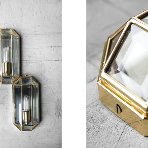 Geometric Mid-Century Modern Sconces in Brass, 1970s