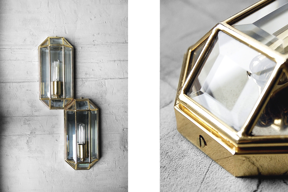 Geometric Mid-Century Modern Sconces in Brass, 1970s