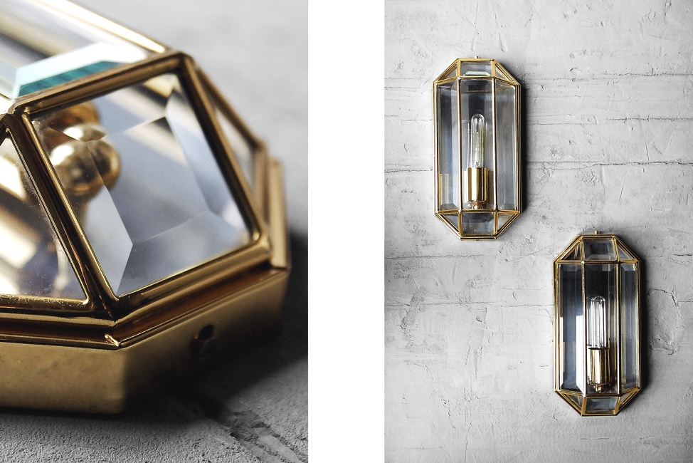 Geometric Mid-Century Modern Sconces in Brass, 1970s