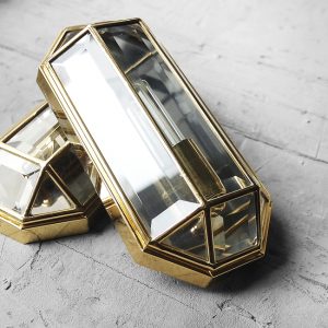 Geometric Mid-Century Modern Sconces in Brass, 1970s