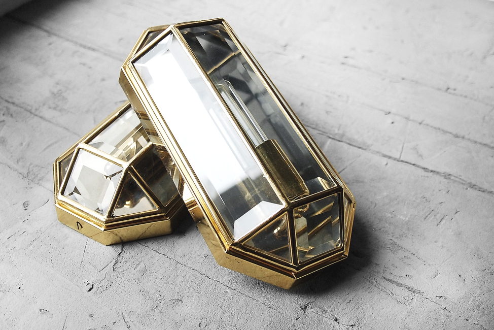 Geometric Mid-Century Modern Sconces in Brass, 1970s