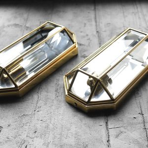 Geometric Mid-Century Modern Sconces in Brass, 1970s