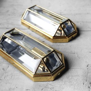 Geometric Mid-Century Modern Sconces in Brass, 1970s