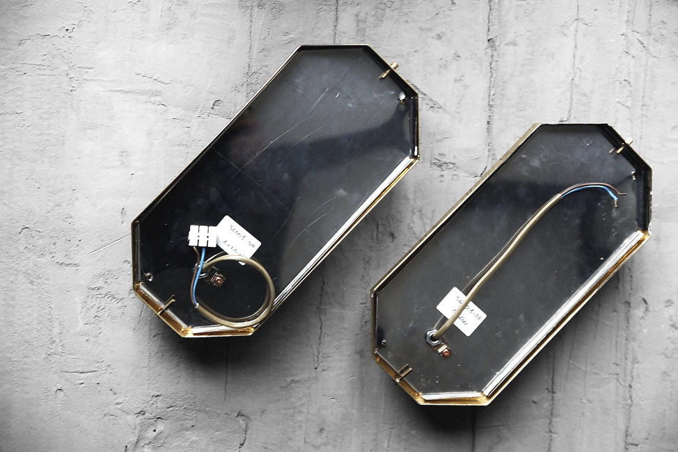 Geometric Mid-Century Modern Sconces in Brass, 1970s