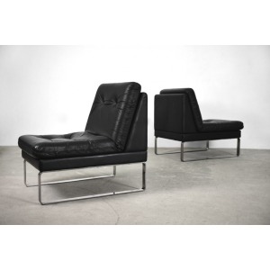 Minimalist German Leather & Chrome Modular Sofa from Klöber, 1980s
