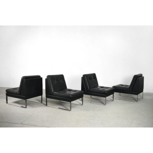 Minimalist German Leather & Chrome Modular Sofa from Klöber, 1980s