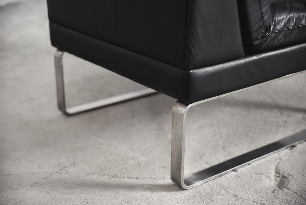 Minimalist German Leather & Chrome Modular Sofa from Klöber, 1980s