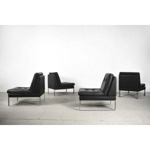 Minimalist German Leather & Chrome Modular Sofa from Klöber, 1980s