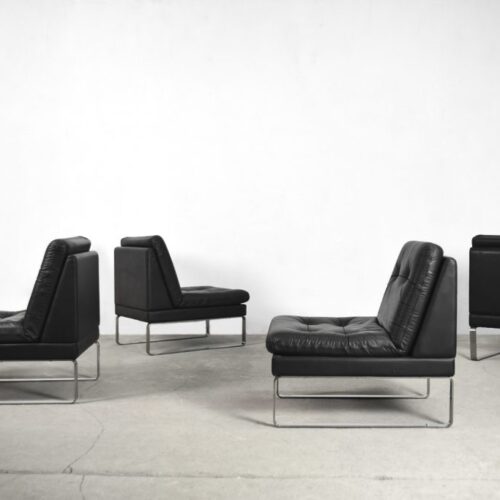 Minimalist German Leather & Chrome Modular Sofa from Klöber, 1980s