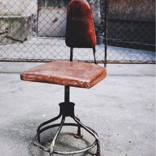 American Industrial Leather Swivel Chair, 1930s