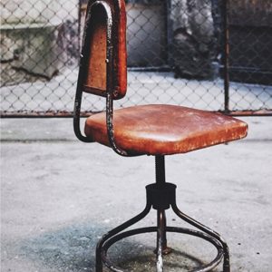 American Industrial Leather Swivel Chair, 1930s