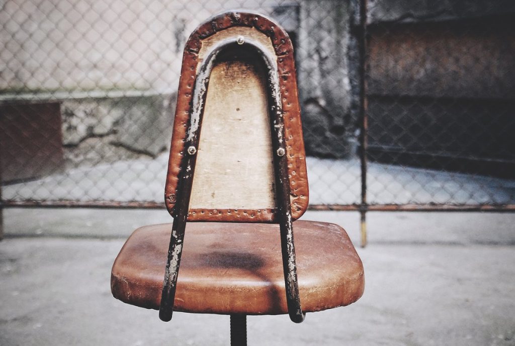 American Industrial Leather Swivel Chair, 1930s