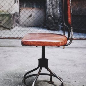 American Industrial Leather Swivel Chair, 1930s