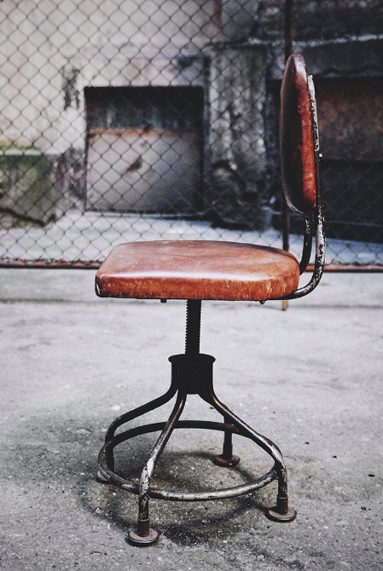 American Industrial Leather Swivel Chair, 1930s
