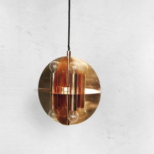 Copper Gold Pendant Lamp with 8 Lights, 1970s