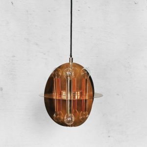 Copper Gold Pendant Lamp with 8 Lights, 1970s