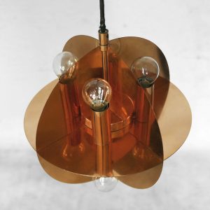 Copper Gold Pendant Lamp with 8 Lights, 1970s