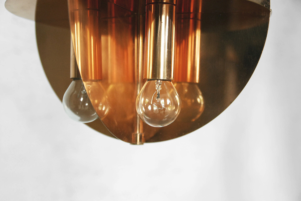 Copper Gold Pendant Lamp with 8 Lights, 1970s