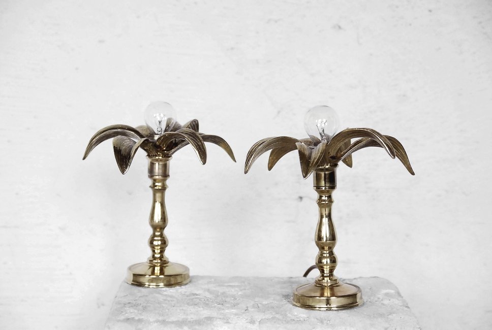 Belgian Brass Hollywood Regency Lamps from Massive, 1970s