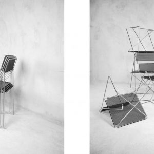 Minimalist Metal X-Line Chairs by Niels Jørgen Haugesen for Hybodan, 1970s, Set of 4