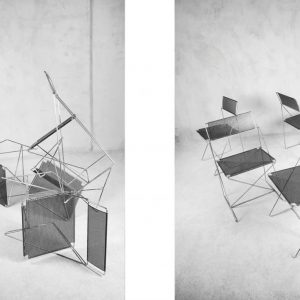 Minimalist Metal X-Line Chairs by Niels Jørgen Haugesen for Hybodan, 1970s, Set of 4