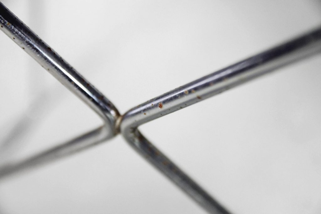 Minimalist Metal X-Line Chairs by Niels Jørgen Haugesen for Hybodan, 1970s, Set of 4