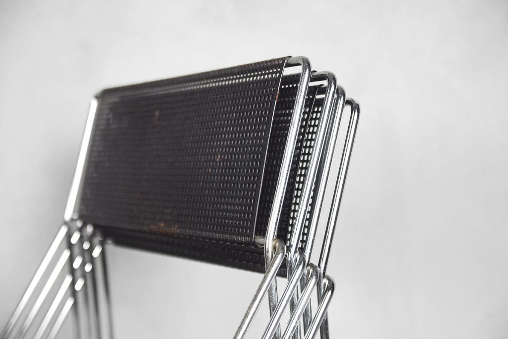 Minimalist Metal X-Line Chairs by Niels Jørgen Haugesen for Hybodan, 1970s, Set of 4