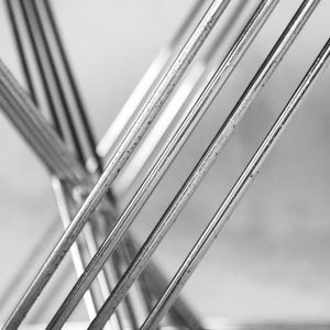 Minimalist Metal X-Line Chairs by Niels Jørgen Haugesen for Hybodan, 1970s, Set of 4